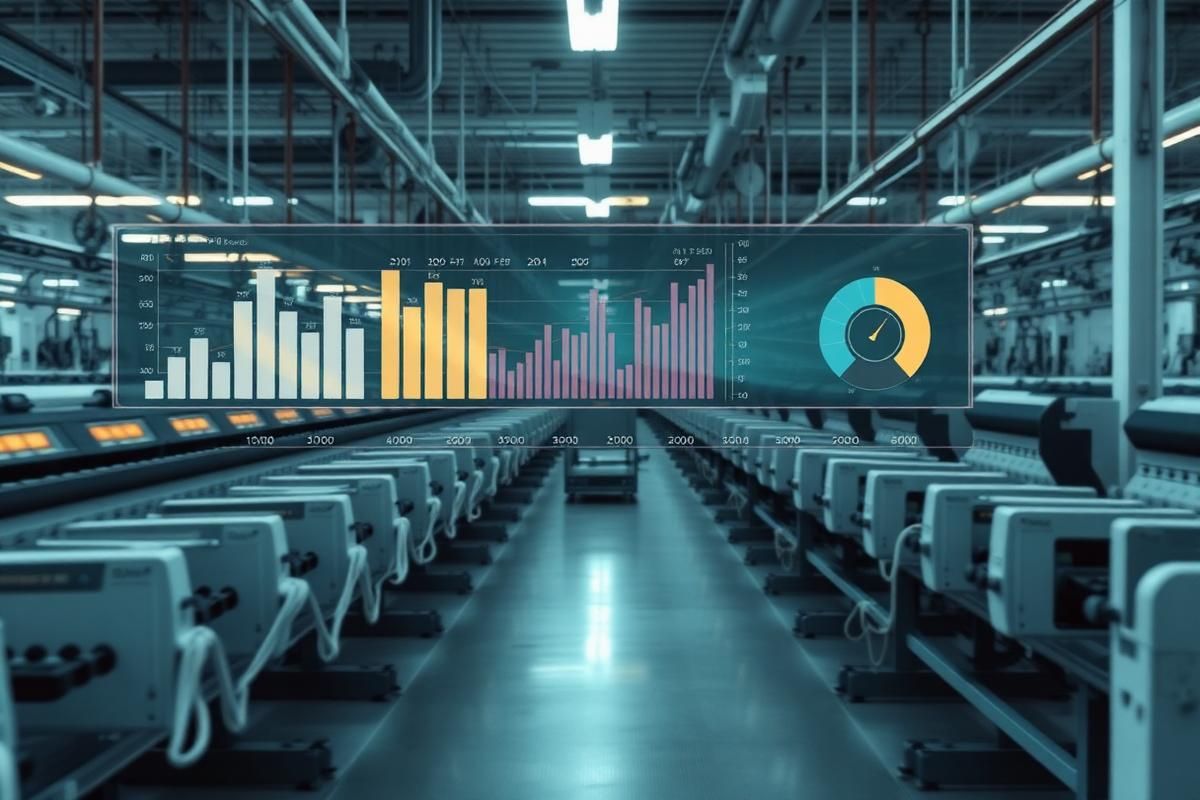 Modern textile factory with data dashboard